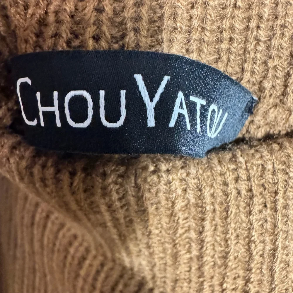 XXL Women's CHOU YATOU 2 pc Brown Ribbed Knit Turtleneck Sweater & Skirt Set - Picture 5 of 8